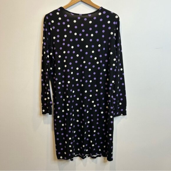 Laura Polka Dot Long Sleeve Nightgown Pajamas Black Purple - Picture 4 of 4